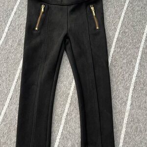 Janie and Jack Black Faux Suede Leggings with Gold Zippers